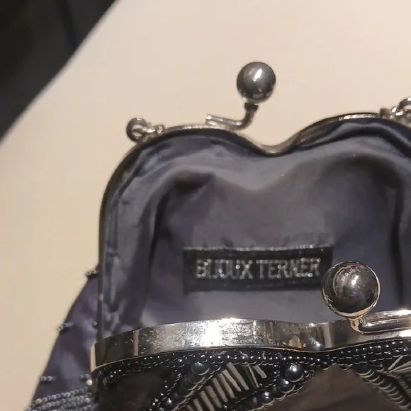 Buoux Terner Mini Grey Beaded Evening Bag - Picture 2 of 8